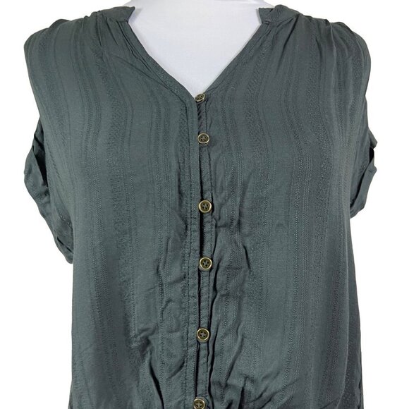 nwt Universal Thread Black Top Button Front Tie Front Short Sleeve size Small - Picture 3 of 11